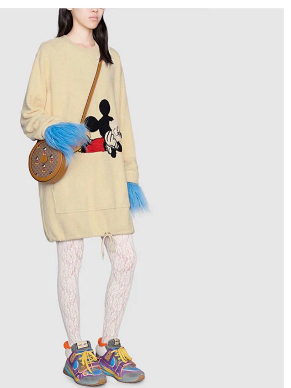 GUCCI X DISNEY CREAM TERRY CLOTH MICKEY MOUSE SWEATER DRESS SIZE L